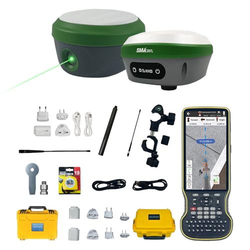 SMA28H Laser AR Rover RTK & SMA26 Pro Base GNSS Survey System Work as Base Station for Drones/UAVs Dual Cameras AR Visual Stakeout|Laser 30m|2cm Accuracy|120° IMU|15km UHF|4G/BT/NFC/PPK/NTRIP - style: SMA28H Rover+SMA26 Pro Base
