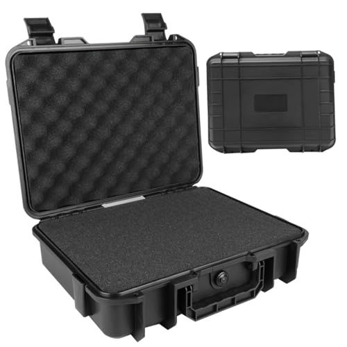 Hard Case|Hard Case, Waterproof Shockproof with EVA Sponge, Carrying Tool Storage Box with Handle, Safety Lock Hole, and Air Guide Valve for Drones, Camera, Equipments
