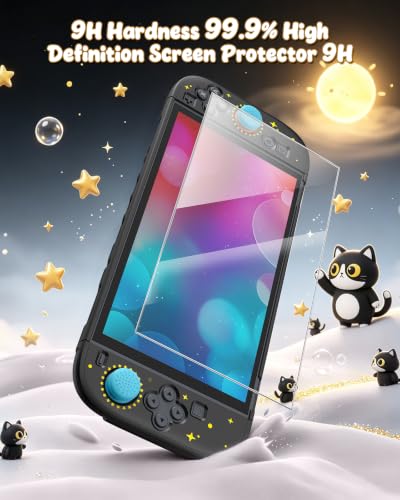Switch 2 Cute Case,FYOUNG Dockable Cute Cat Hard Shell Cover for Nintendo 2 - color: Black Kitten, size: 7.9Inch Switch 2