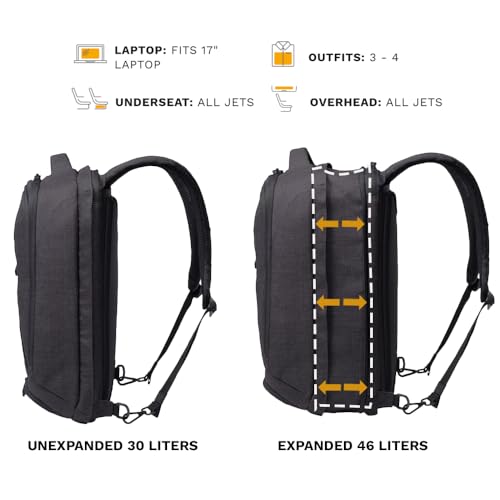Knack Series 1 Large Travel Backpack, 17-Inch Laptop, Expandable 30L-46L - color: Black, size: Large