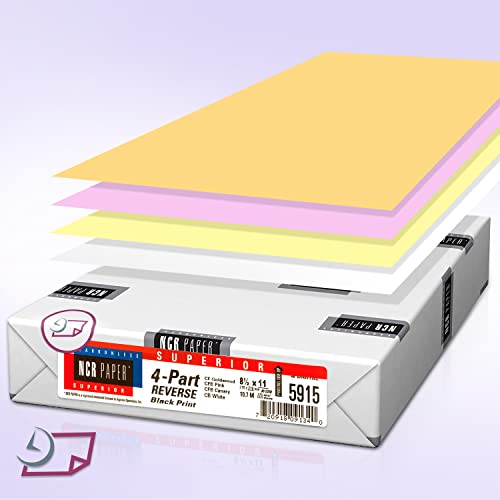 NextDayLabels Carbonless NCR Paper, 4 Part Reverse #5915, 8.5" x 11" - size: 8-1/2" x 11" 4 Part Reverse, 5915