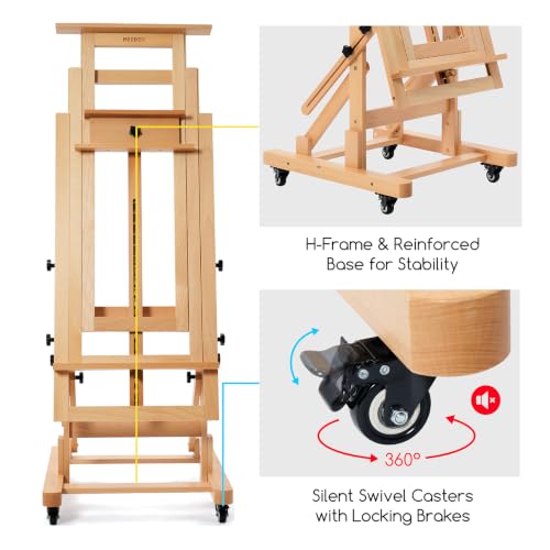MEEDEN Movable Large H-Frame Easel: Holds Art Canvas Up to 79" for Studio - color: Natural
