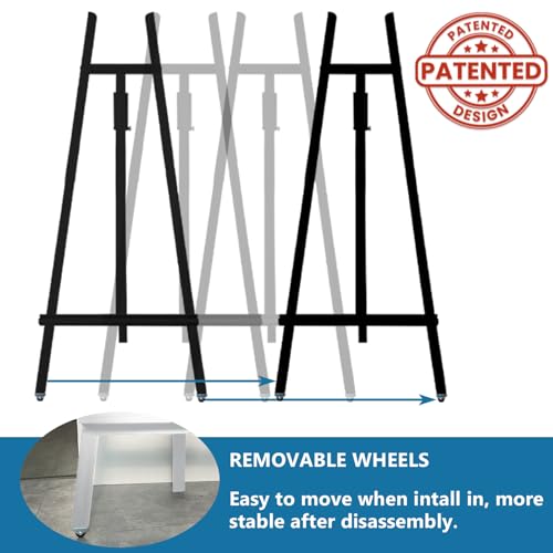 A-Frame Wooden Display Easel, Lyre Beechwood Studio Easel Stand, Black - color: Black