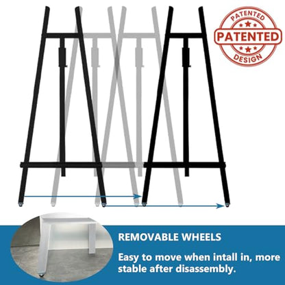 A-Frame Wooden Display Easel, Lyre Beechwood Studio Easel Stand, Black - color: Black