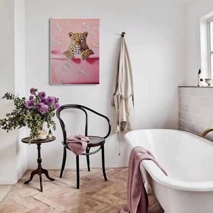 DAZZLEDOTS Pink Diamond Art Kit, Cheetah Bathroom Round Diamond Painting - color: DT097