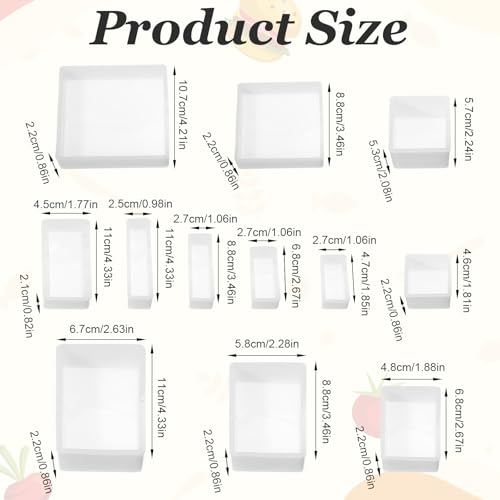 12pcs Epoxy Resins Molds Silicone Kit Square Rectangle Silicone Molds Resins Mold for Casting Silicones Mold Making Kit with 12 Sizes for DIY Handicrafts Crafts Specimens