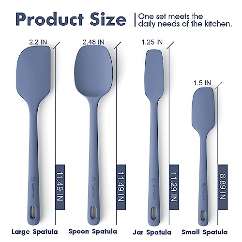ChefAide 4 Pieces Silicone Spatulas Set, Heat Resistant Rubber Spatula - color: Blue, size: 4 pieces