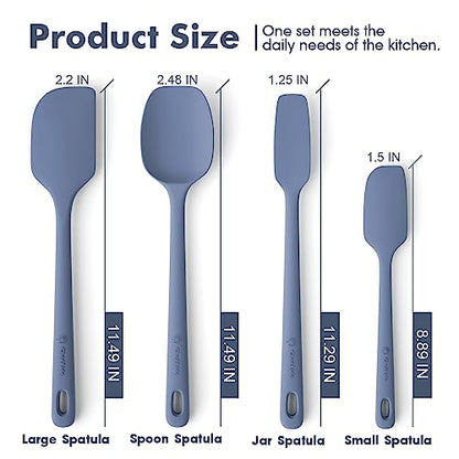 ChefAide 4 Pieces Silicone Spatulas Set, Heat Resistant Rubber Spatula - color: Blue, size: 4 pieces