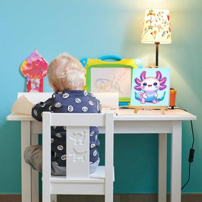 Gemozaic Axolotl Paint by Numbers Kit for Kids with Frame & Easel, 8x8 in - color: BKH2333