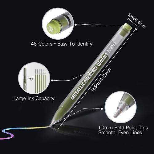 Metallic Gel Pens Set, 48 Colors, 1.0 mm Tip Art Pens