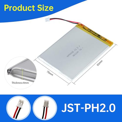 407090 3.7V Lipo Battery 3000mAh 407090 Rechargeable Lithium - size: 407090 3000mAh