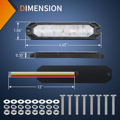 Nilight 6LED Emergency Strobe Lights 4PCS Ultra Slim Surface Mount Hazard Caution Light bar 12-24V Sync Feature Warning Flashing Light kit for Truck Car Vehicle ATV SUV UTV Red and Blue - color: Red and Blue