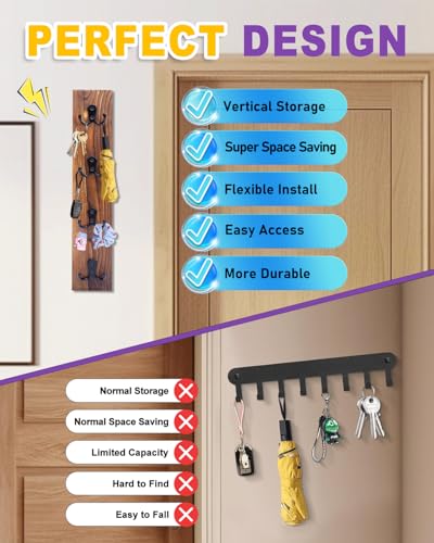 UCEC 5+1 Pack Linocut Wood Carving Tools Set Linoleum Hand Wood Carving Kit & Vertical Key Holder Wall Mount with Hooks