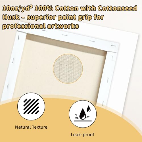 10-Pack 8x10 Stretched Canvas 100% Cotton for Acrylic & Oil - size: 10PK - 8"x10"