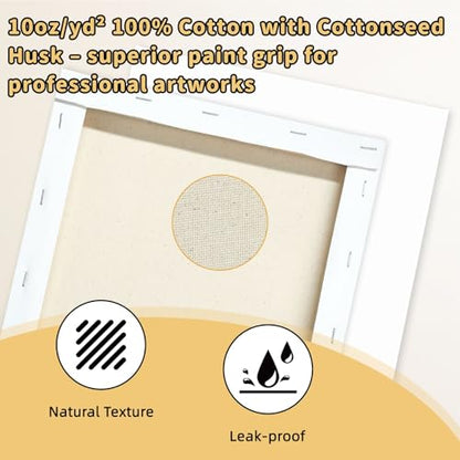10-Pack 8x10 Stretched Canvas 100% Cotton for Acrylic & Oil - size: 10PK - 8"x10"