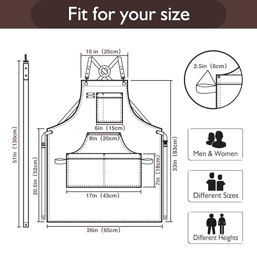 Kitchen Apron, Work Apron, Canvas Apron, Brown - color: Brown