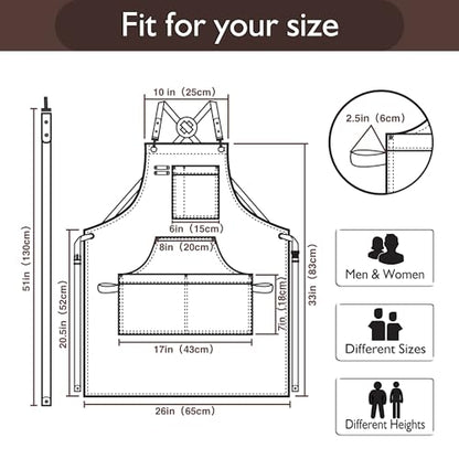 Kitchen Apron, Work Apron, Canvas Apron, Brown - color: Brown