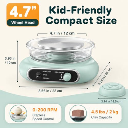 Alldeer Mini Pottery Wheel for Kids Teens Beginners Starters - color: green