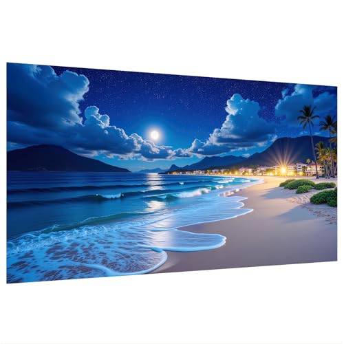 SparkGlow Moonlight Beach Diamond Art Kits for Adults, 27.5 X 15.7 Inch - color: Landscape 035