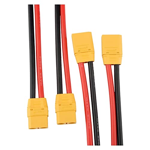 SoloGood Amass 2 Pair 10AWG XT90 Pigtails XT90 Connector with Wire 150mm Silicon Wire XT 90 Plug Male and Female Connector for RC Lipo Battery FPV Racing Drone … - size: 2 Pairs XT90 connector with wire