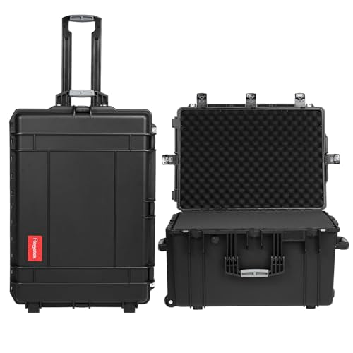 Regetek Waterproof Rolling Hard Case with Wheels, Customizable Foam 29"x 20.5"x 16", Equipment Transport Case for Camera, Drone,tool, Crushproof, Lockable, Inner 25" x 17.13" x 12.87"