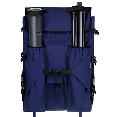 JJRING Heavy Duty Plein Air Artist Backpack With Handheld Strap, Blue - color: blue