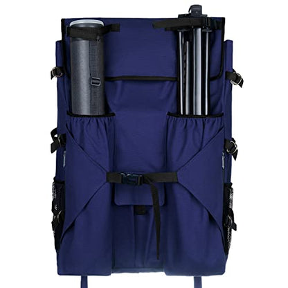 JJRING Heavy Duty Plein Air Artist Backpack With Handheld Strap, Blue - color: blue