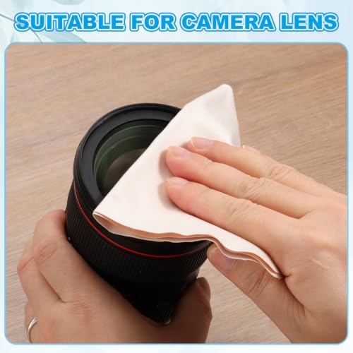 PATIKIL Glasses Cleaning Cloth 11.4" x 7.7", 2 Pcs Microfiber Eyeglasses Polishing Cloth Soft Suede Wipe Screen for Camera Lens Eyeglasses Screens Smart Devices, Beige