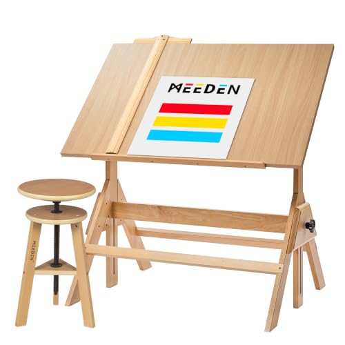MEEDEN Wood Drafting Table & Stool: 35.5" x 23.5" Art Desk and Stool Set - color: Natural Table & Stool