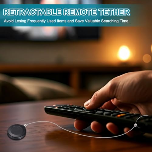 PATIKIL Retractable Remote Control Cable Tether (3ft /0.9M, Black)(1 Set) Round Remote Control Security Lanyard Lock Adjustable Locking Leash with Rope Locks, Suit for - TVs/Tablets - color: Black