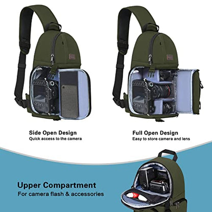 MOSISO Camera Sling Bag, Photography Shoulder Bag Compact Camera Backpack - color: Army Green