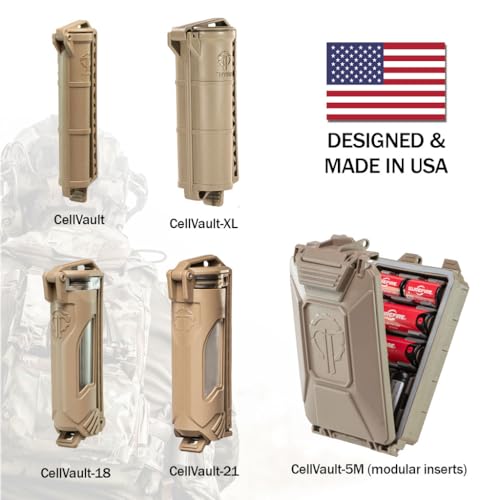 Thyrm CellVault XL Waterproof Battery Storage Case: AA, AAA, CR123, 18650 - color: Rescue Orange