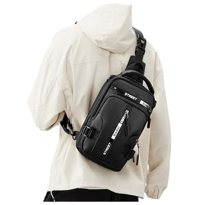 Small Black Sling Bag, Anti-Theft Motorcycle Backpack, One Strap Chest Bag - color: A1-black-small