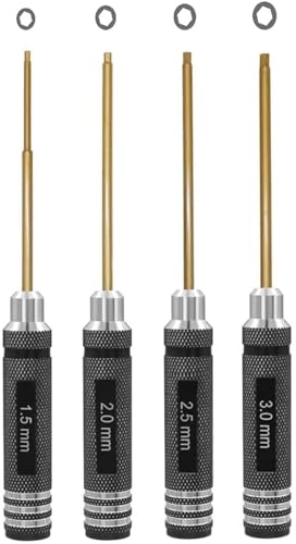 4Pcs RC Hex Driver Set, Titanium RC Screwdriver Tools Kit Set,1.5mm 2.0mm 2.5mm 3.0mm,Hexagonal Screwdriver Wrench Repair Tools for RC Model Helicopter Boat Cars - size: 4Pcs Titanium