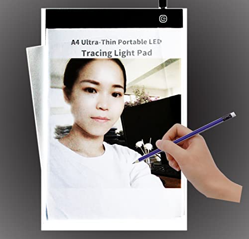 A4 Tracing Pad LED Light Board Artists Light Boxes, Portable Ultra-Thin Adjustable USB Power Artcraft LED Trace Light Pad for Drawing, Sketching, Animation, Tattoo
