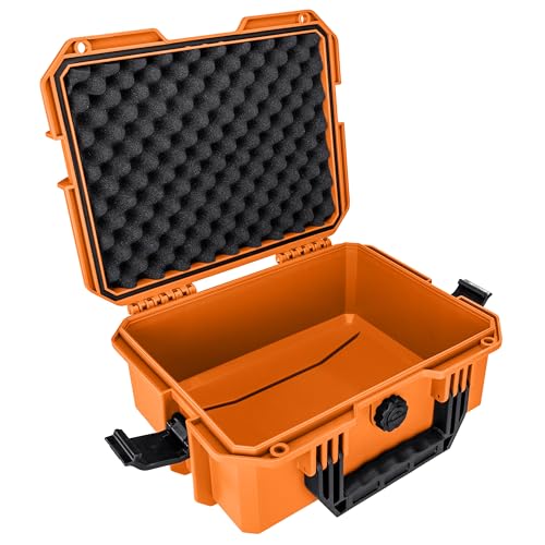 Eylar 13.8" Intact Series Compact Hard Camera Case, Lightweight and Durable Stacker Design with Foam - color: Orange