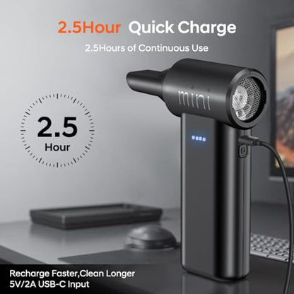 Compressed Air Duster, 150,000RPM Ultra-Powerful Cordless Electric Air Duster, 3 Gears Adjustable, Mini Blower with Fast Charging, Electric Duster for PC, Keyboard, Car, House, Outdoor