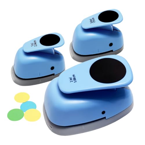 3‑Pcs Round Hole Paper Punch Set, Cutting Diameter 3/4‑inch,1‑inch,2‑inch. - size: 3 Sizes