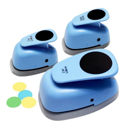 3‑Pcs Round Hole Paper Punch Set, Cutting Diameter 3/4‑inch,1‑inch,2‑inch. - size: 3 Sizes