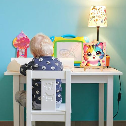 Gemozaic Cat Paint by Numbers Kit for Kids with Frame and Easel, 8 x 8 in - color: BKH2334