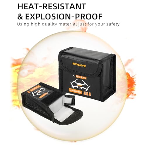 CAPART Battery Safe Bag for DJI Mini 4 Pro/Mini 3 / Mini 3 Pro Drone Storage Bag Fireproof Safety Charging Bag (Small*3pcs) - size: Small*3pcs