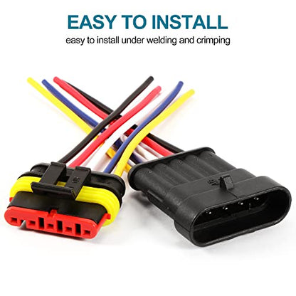 G 5 Pin Connector 16AWG Waterproof Connectors Male Female Wire Plugs - size: 5 PIN
