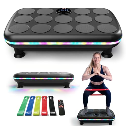 AXV Vibration Plate Fitness Platform Exercise Machine Vibrating Shaking Full Body Shaker Workout Vibrate Stand Shake Board Sport for Weight Loss Fat Burner for Gym Home Office - color: ASTROLABE.BLACK
