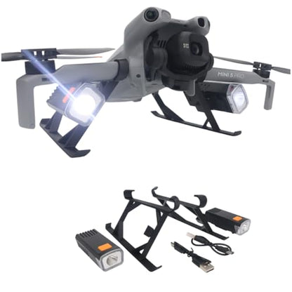 Drone Searchlight Landing Gear for DJI Mini 5 Pro, Night Flight Light Navigation Warning Lights with Heightening Tripod Kickstand