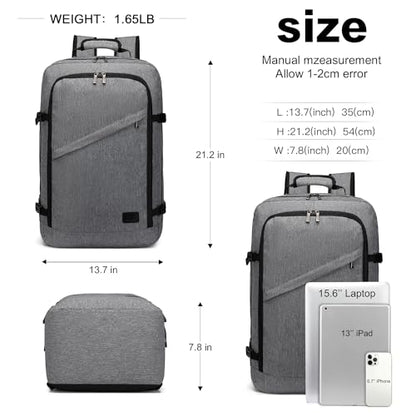 Kono Travel Backpack Airline Approved Overhead Bin Personal Item Bag - color: Grey, size: Large