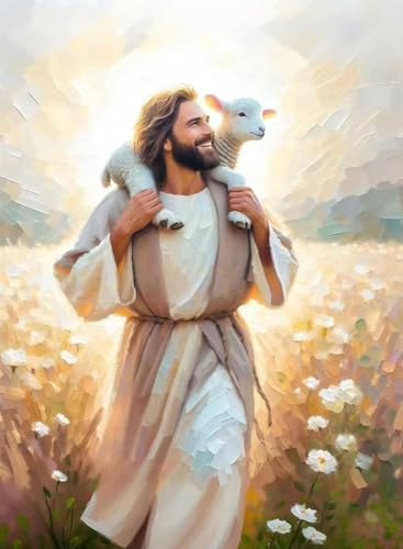 Jesus Paint by Numbers Kit for Adults Framed Canvas 12X16 in, Frameworkless - color: YH02677