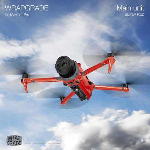 WRAPGRADE Full Wrap Skin Stickers Compatible with DJI Mavic 4 Pro (Super Red) - color: Super Red