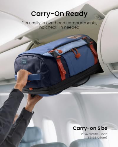 tomtoc Travel Backpack 40L, TSA Carry On Bag Flight Approved, PFAS Free - color: Coastal Blue-ripstop, size: 40L