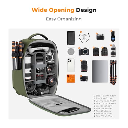 K&F CONCEPT Camera Backpack,Hardshell Photography DSLR Camera Bag - color: Green