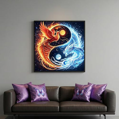 YCZO 5D Dragon and Phoenix Diamond Art Painting Kits for Adults Beginners